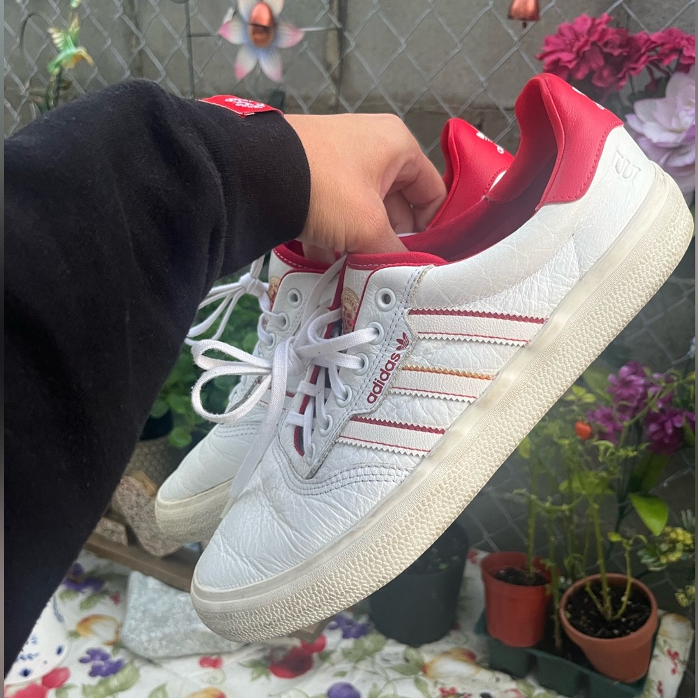 Adidas 3MC X EviseN Men's Classic Low-Top White Red Skateboarding Shoe Mens 10.5